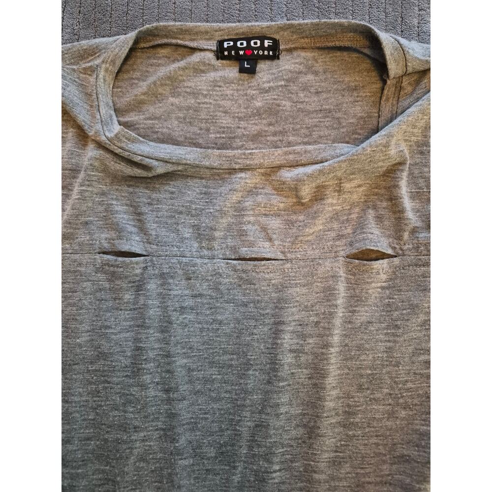 Poof New York Grey Short Sleeved Heathered Keyhole Design T-Shirt Size L